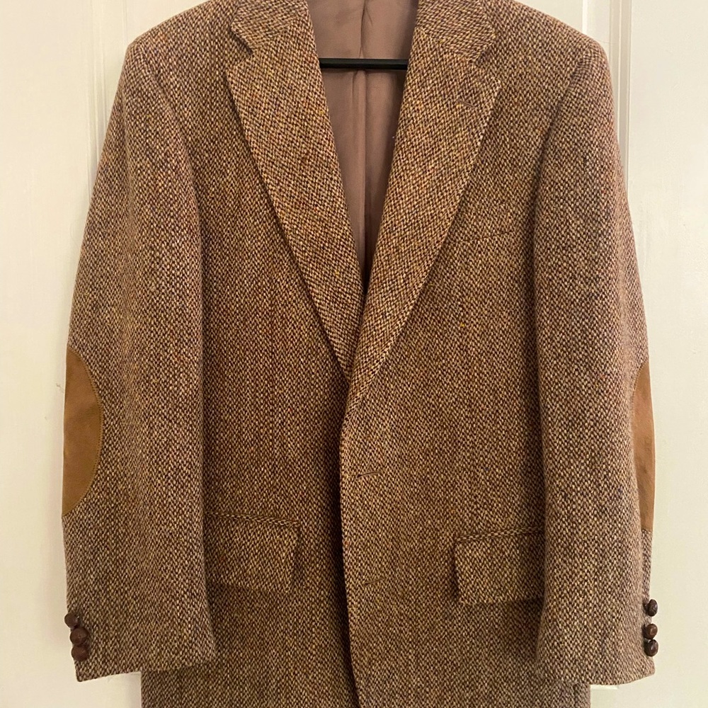 Vintage 1970s Harris Tweed 2B 2V Confetti Oatmeal Wool Blazer Size 40R